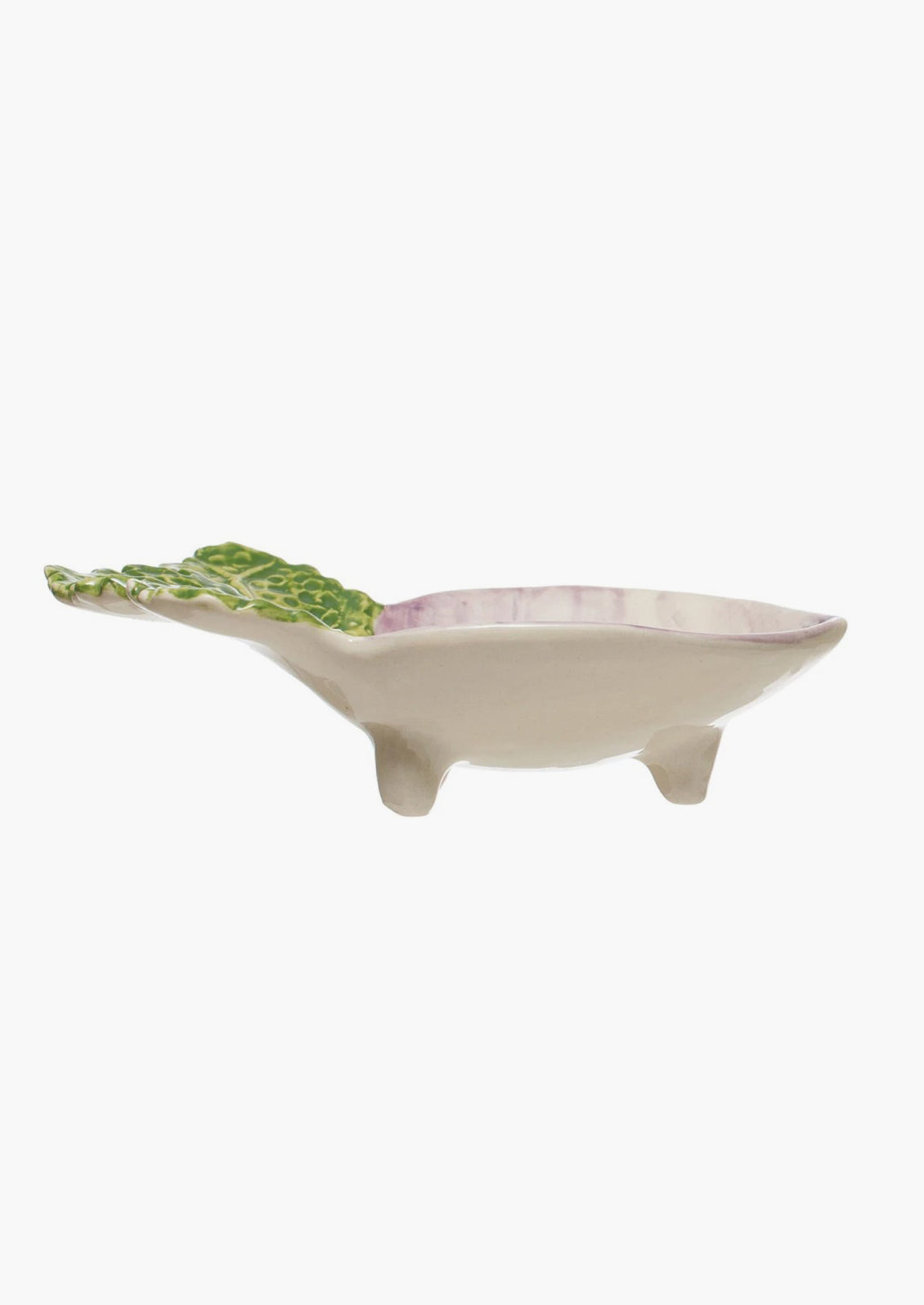 A footed ceramic veggie dish.