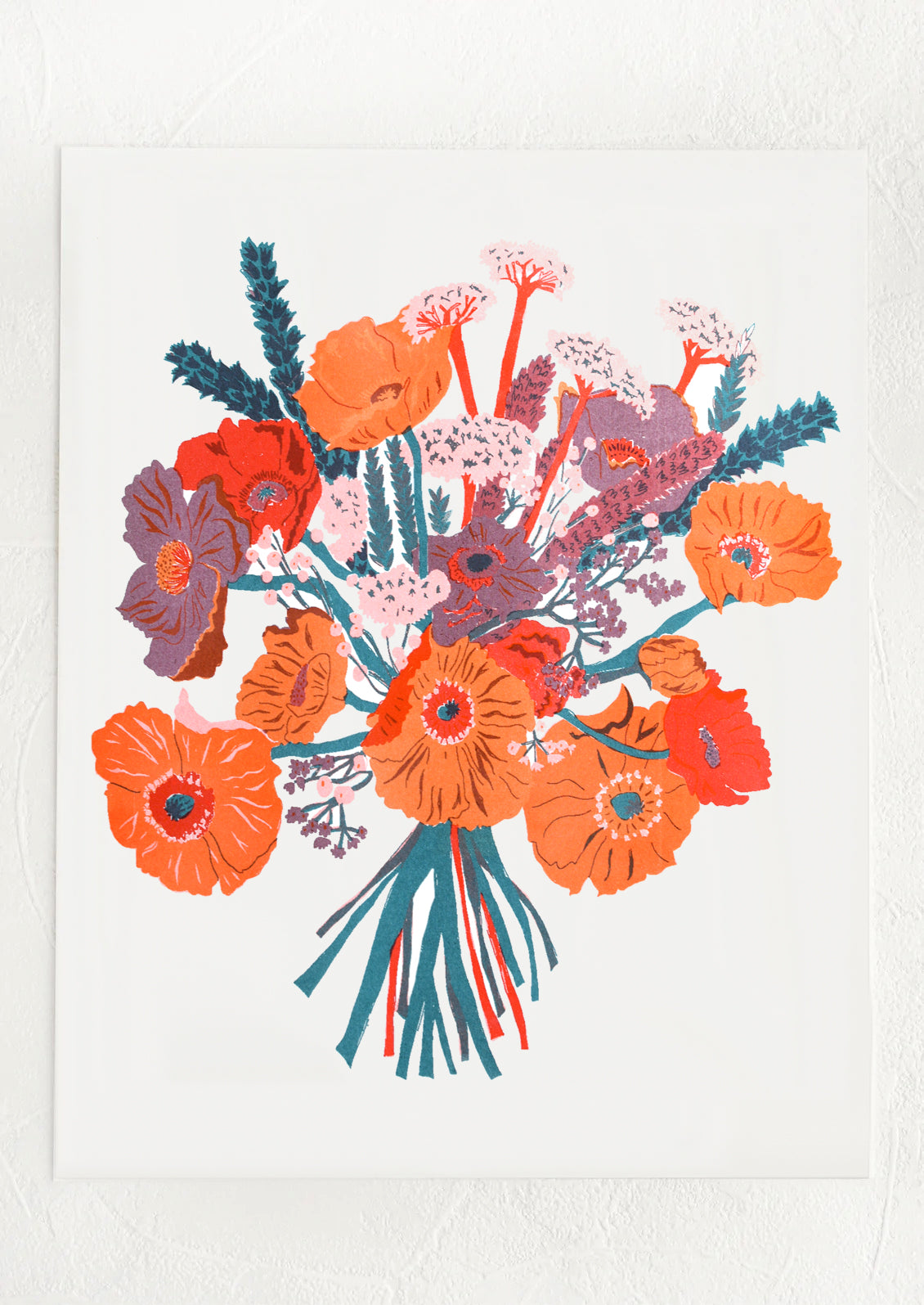 A risograph print with orange and red bouquet.
